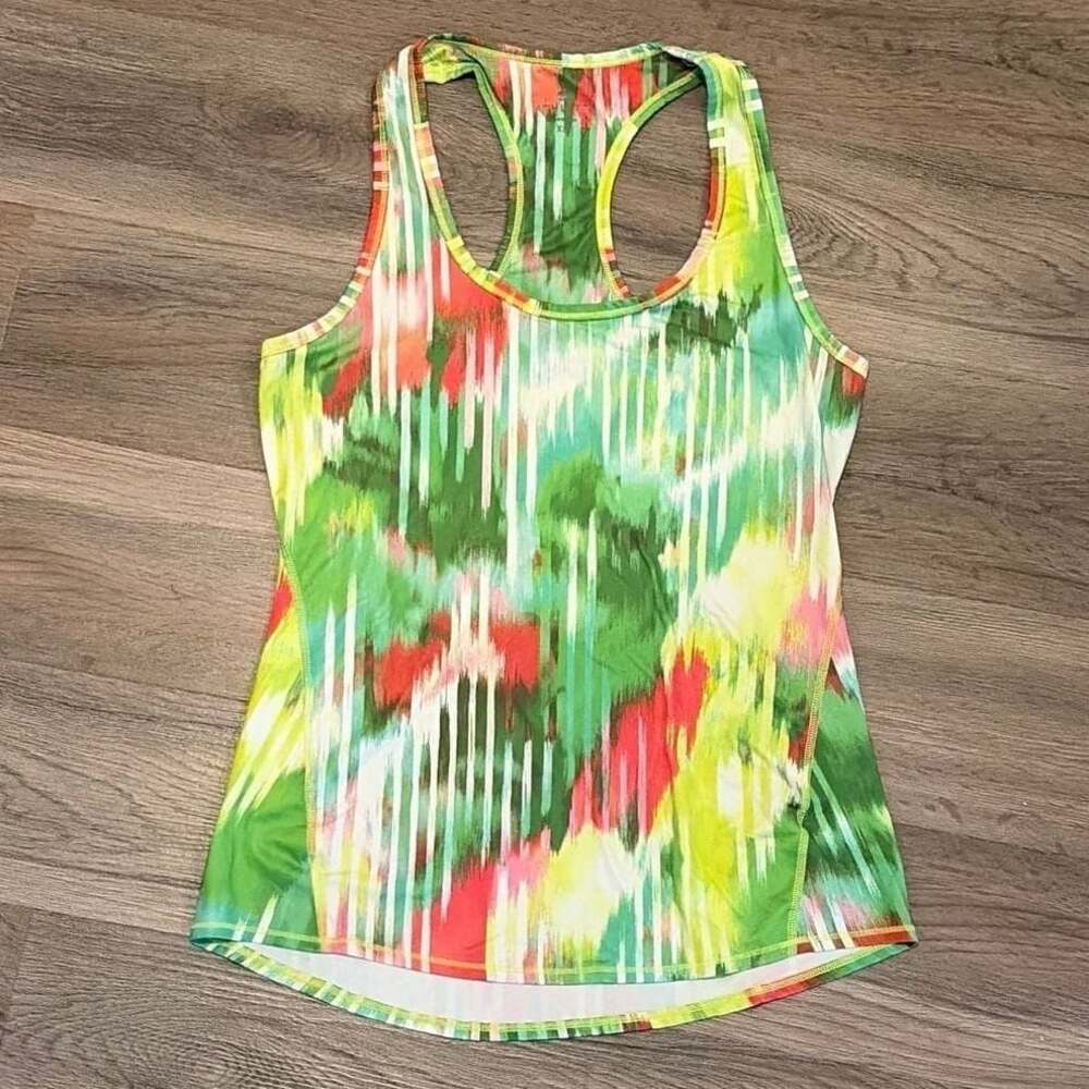 Athleta Wailea Chi Tank Top Abstract Print Racerback Multicolor Size XS